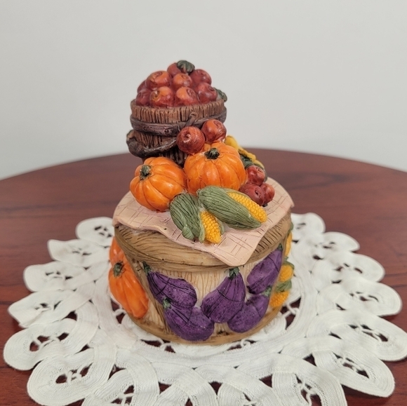 Vintage A. Richesco Corp‎ Resin 3D Autum Harvest Trinket Box 1980s - Picture 3 of 15